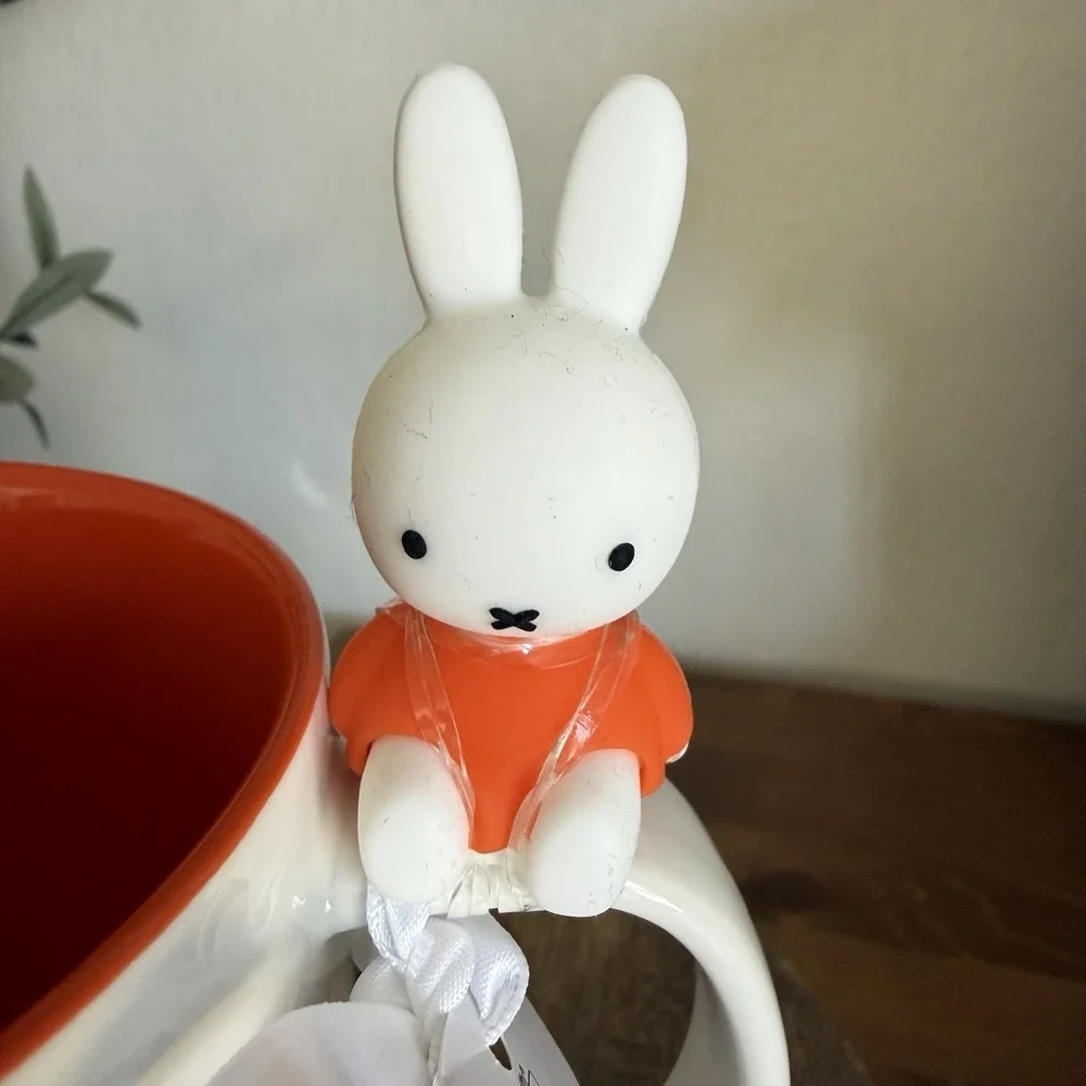 NWT MIFFY Bunny 20 Oz Ceramic Mug By Magenta Orange Dress With Stars Teddy Bear - Picture 7 of 10